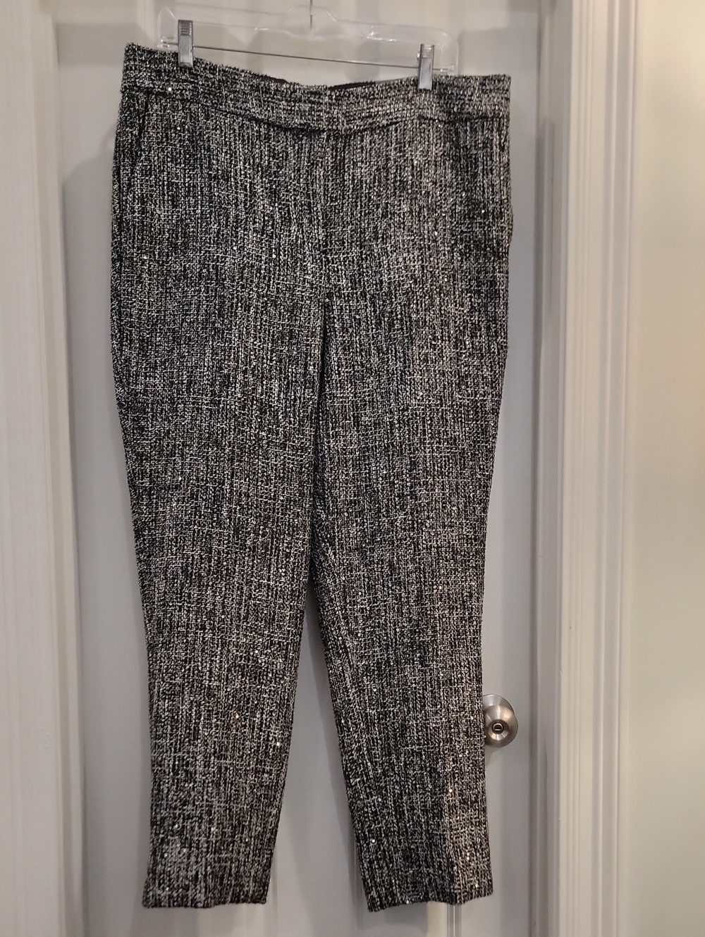 Talbot's Women’s Black & White Tweed Sequined Ankle Pants